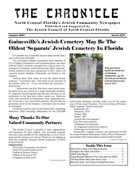 Gainesville's Jewish Cemetery May Be the Oldest