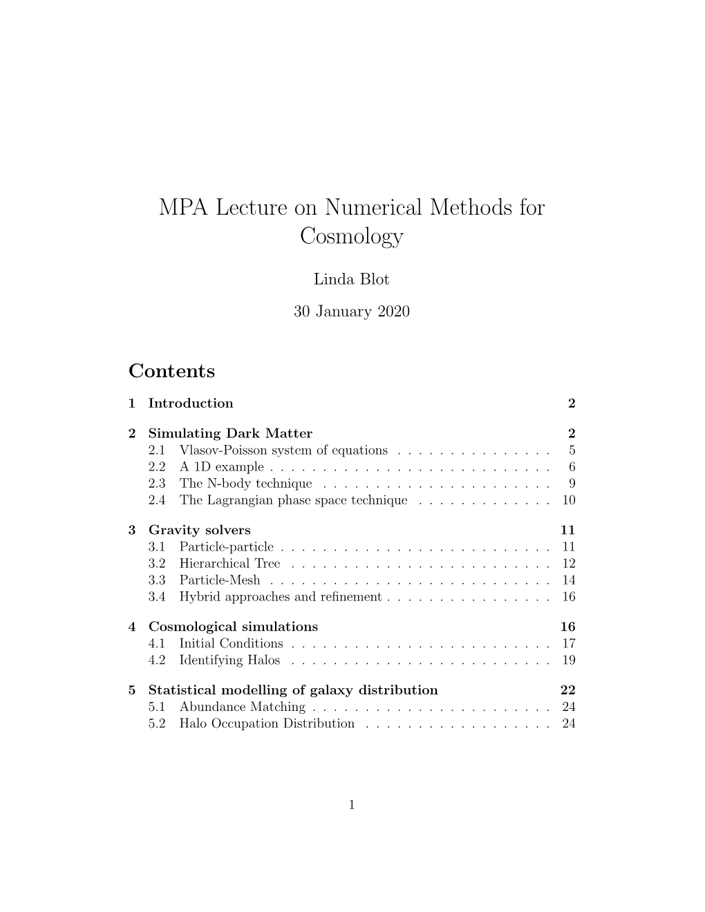 MPA Lecture on Numerical Methods for Cosmology