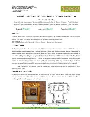 Common Elements of Dravidian Temple Architecture–A Study