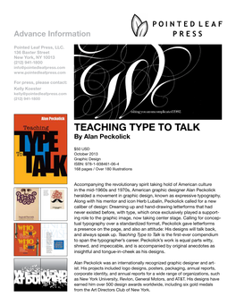 TEACHING TYPE to TALK by Alan Peckolick
