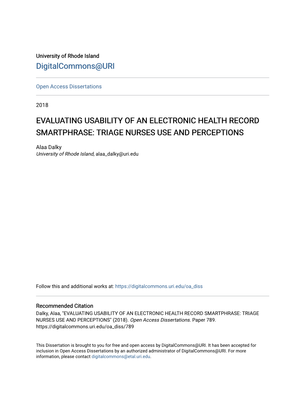 Triage Nurses Use and Perceptions