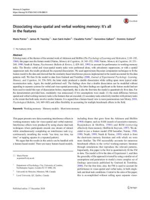 Dissociating Visuo-Spatial and Verbal Working Memory: It's All in the Features