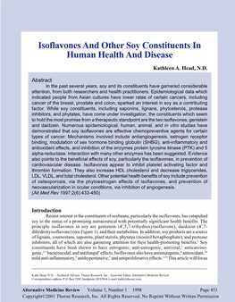 Isoflavones and Soy Constituents