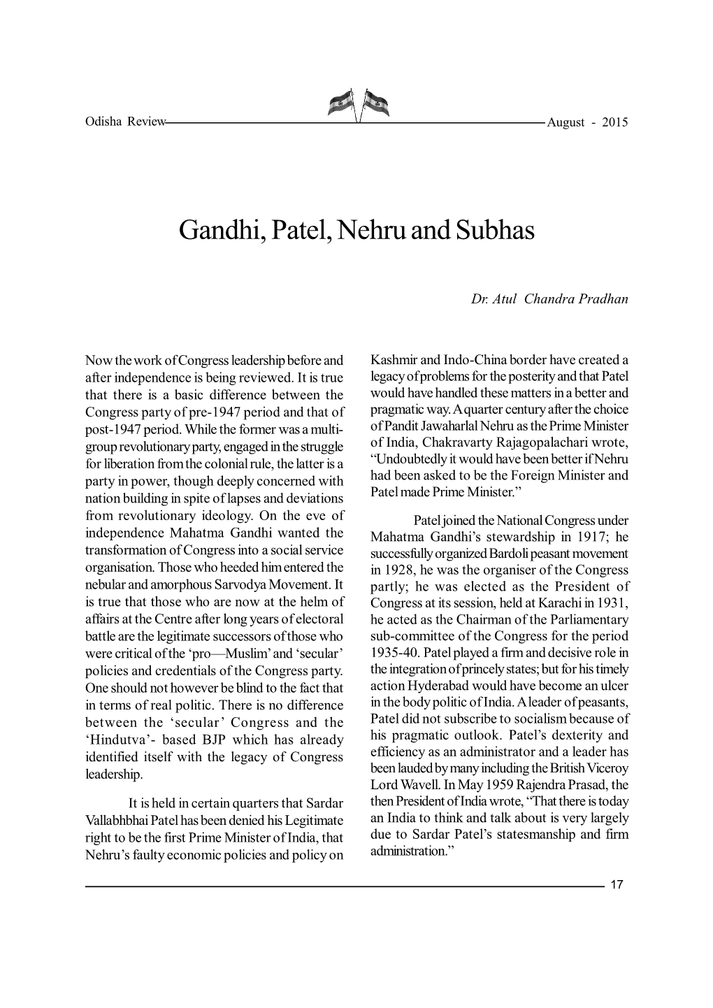 Gandhi, Patel, Nehru and Subhas