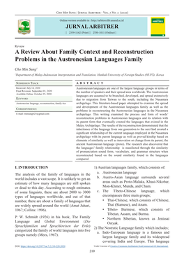 A Review About Family Context and Reconstruction Problems in the Austronesian Languages Family
