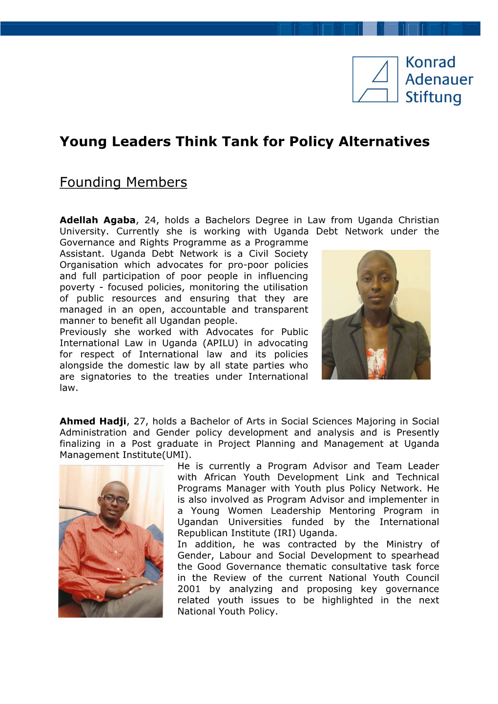 Young Leaders Think Tank for Policy Alternatives Founding Members
