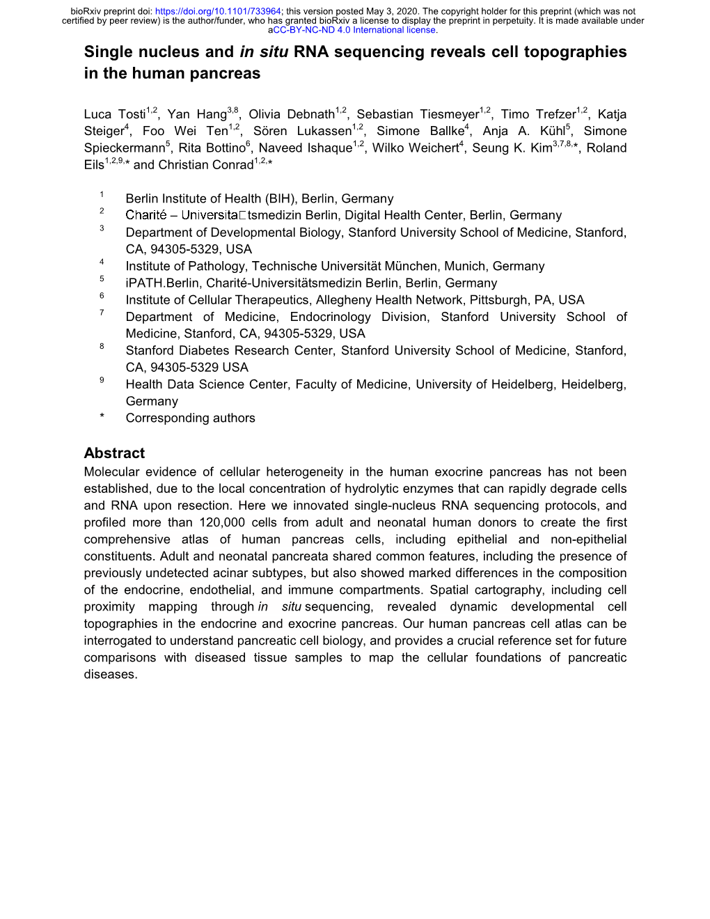 Single Nucleus and in Situ RNA Sequencing Reveals Cell Topographies