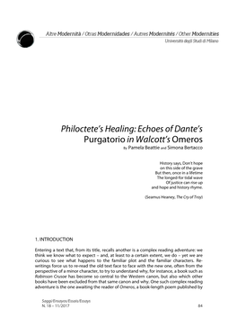 Philoctete's Healing: Echoes of Dante's Purgatorioin Walcott's Omeros