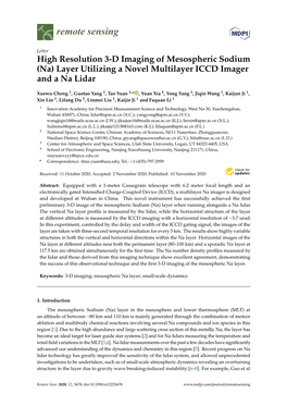 High Resolution 3-D Imaging of Mesospheric Sodium (Na) Layer Utilizing a Novel Multilayer ICCD Imager and a Na Lidar