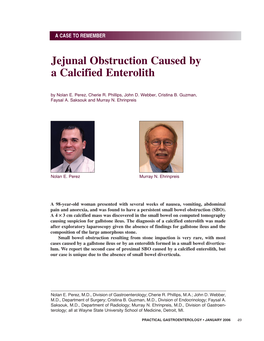Jejunal Obstruction Caused by a Calcified Enterolith