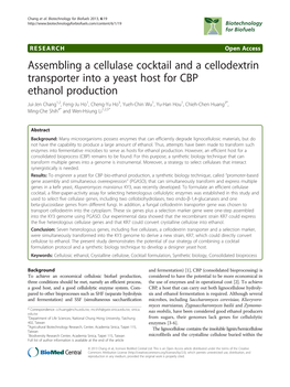 Assembling a Cellulase Cocktail and a Cellodextrin Transporter Into a Yeast
