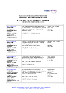 WSC Planning Decisions 24/19