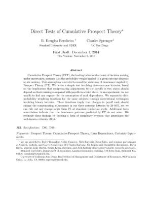 Direct Tests of Cumulative Prospect Theory⇤