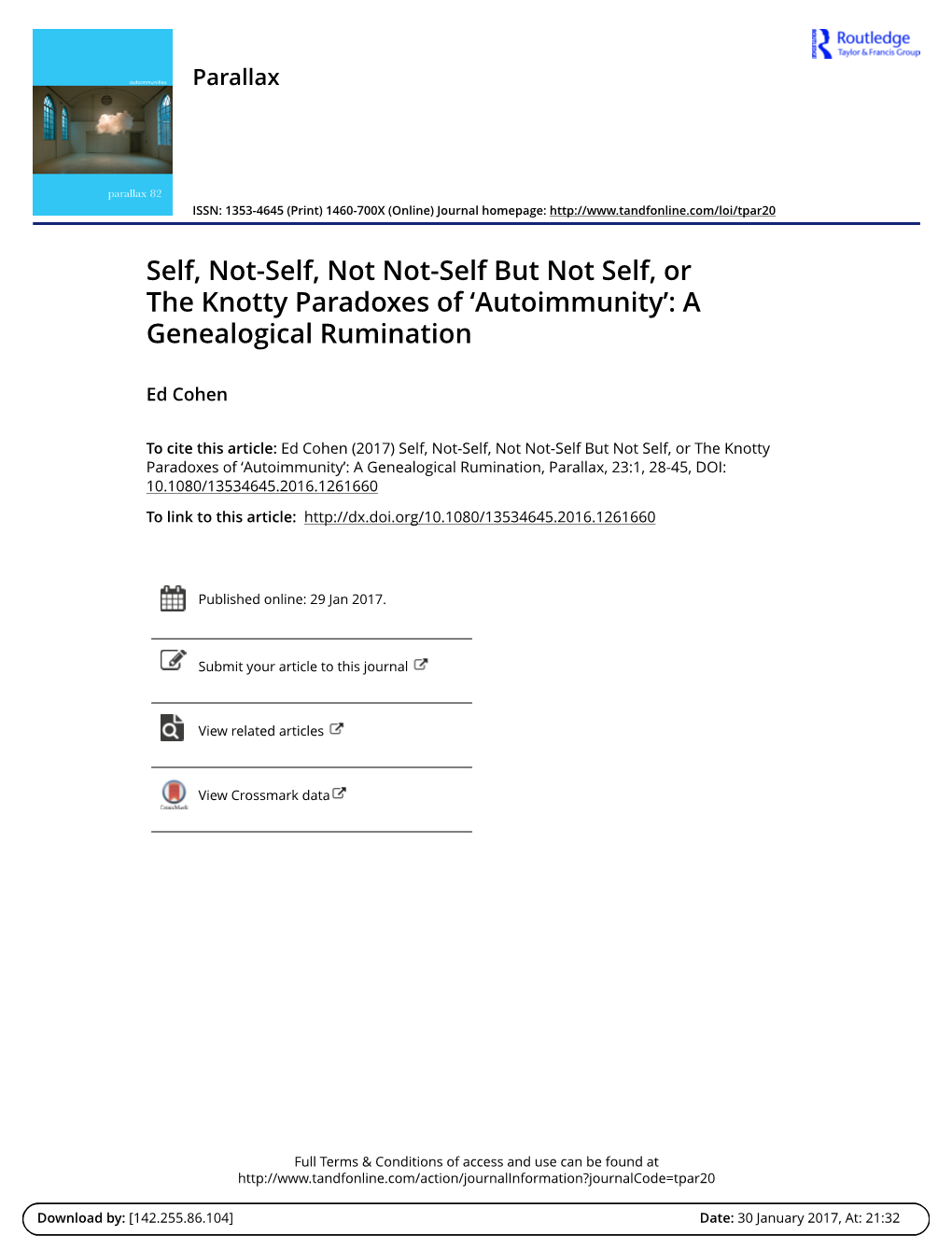 Autoimmunity’: a Genealogical Rumination