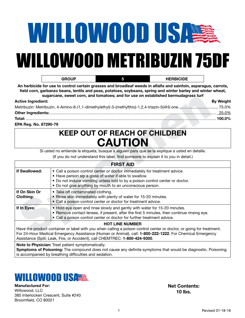 Willowood Metribuzin 75Df