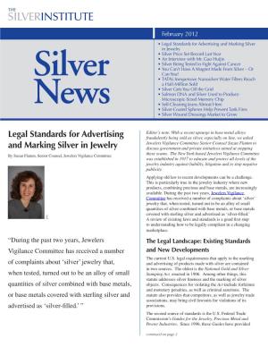 Legal Standards for Advertising and Marking Silver in Jewelry • Silver Price Set Record Last Year • an Interview with Mr