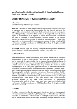 Chapter 11: Analysis of Dyes Using Chromatography