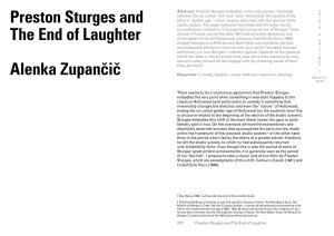 Preston Sturges and the End of Laughter Alenka Zupancic