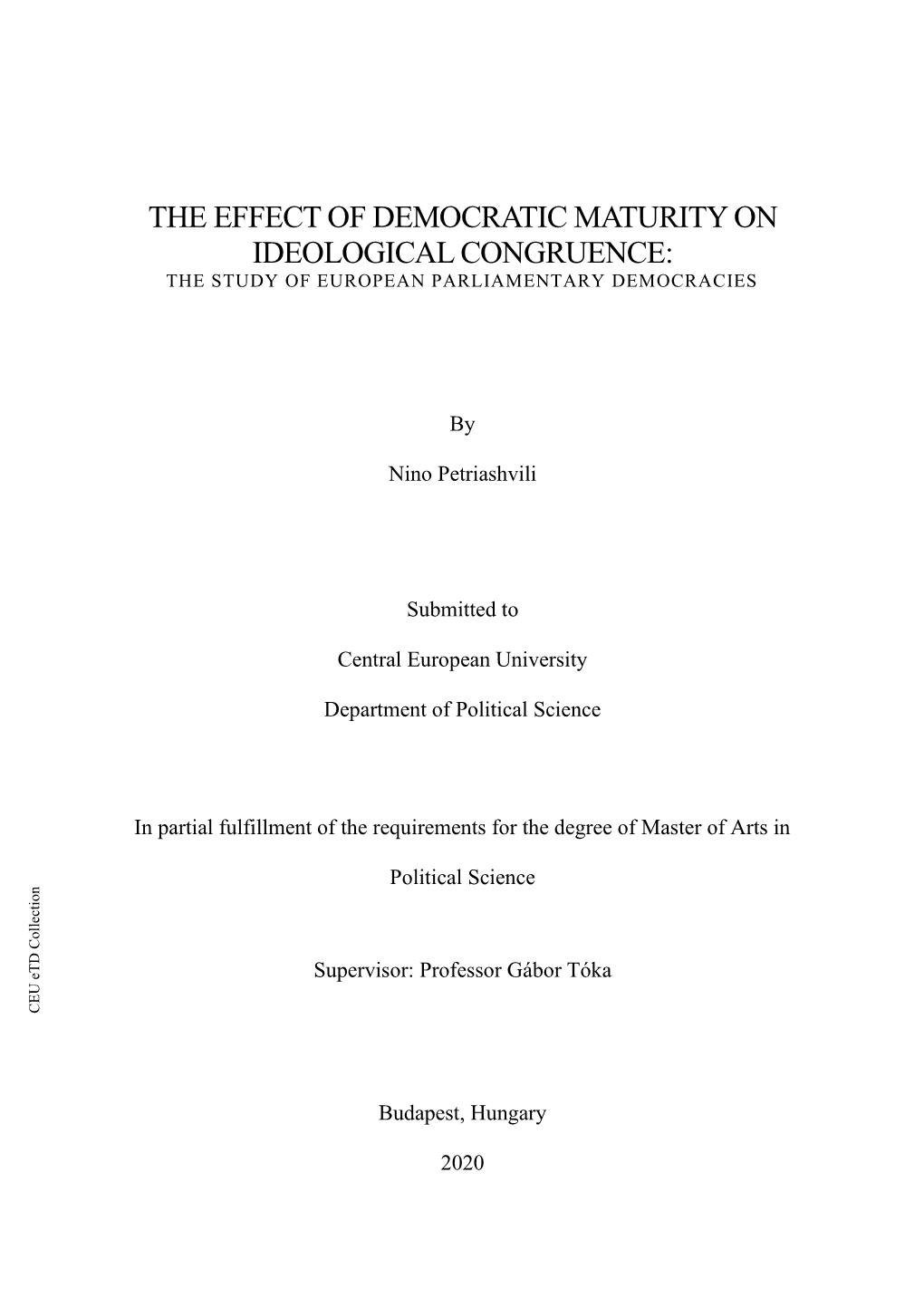 The Effect of Democratic Maturity on Ideological Congruence: the Study of European Parliamentary Democracies
