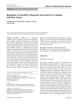 Regulation of Microrna Biogenesis and Turnover by Animals and Their Viruses