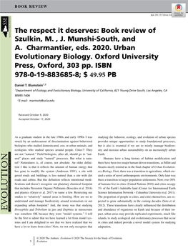 The Respect It Deserves: Book Review of Szulkin, M., J.Munshi‐South, And