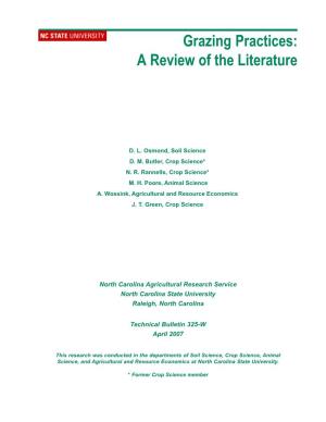 Grazing Practices: a Review of the Literature