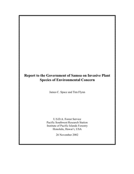 Report to the Government of Samoa on Invasive Plant Species of Environmental Concern