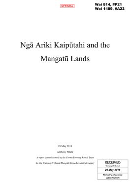 Ngā Ariki Kaipūtahi and the Mangatū Lands