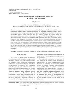 Legal Persons of Public Law” in Foreign Legal Instruments