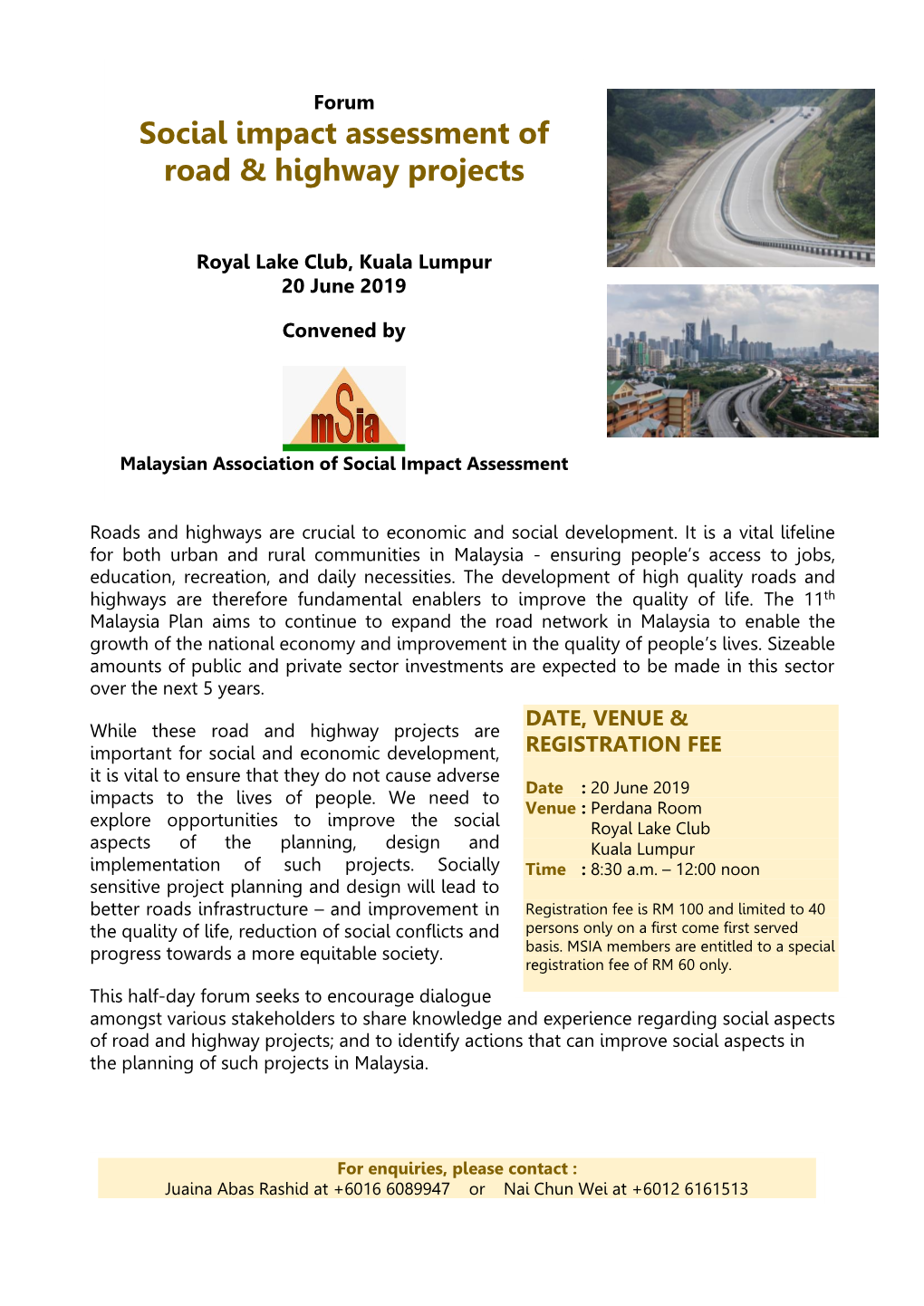 Social Impact Assessment of Road & Highway Projects