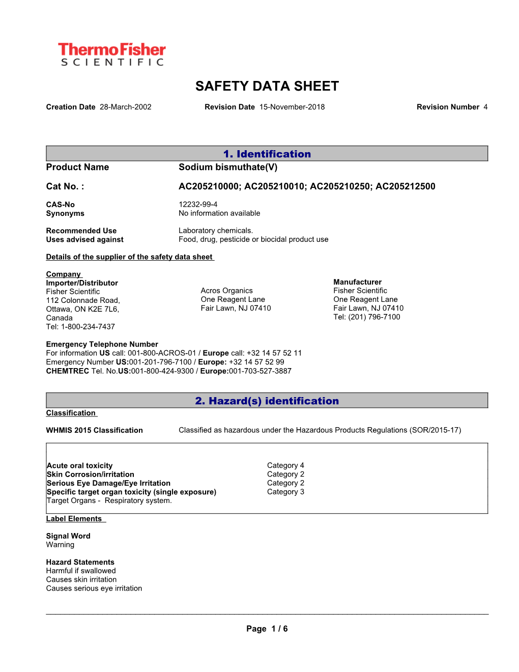 Safety Data Sheet