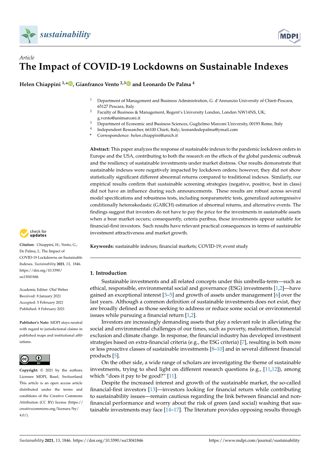 The Impact of COVID-19 Lockdowns on Sustainable Indexes