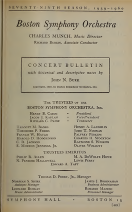 Boston Symphony Orchestra Concert Programs, Season 79, 1959-1960, Subscription