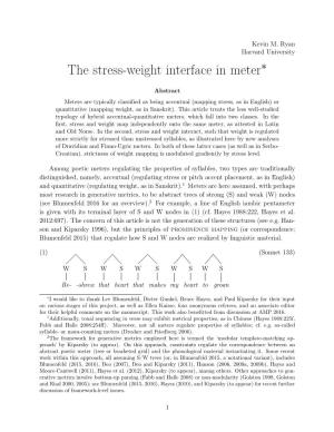 The Stress-Weight Interface in Meter∗