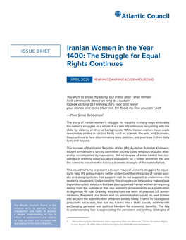Iranian Women in the Year 1400: the Struggle for Equal Rights Continues