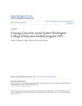 Gonzaga University Versus Eastern Washington College of Education Football Program, 1941 Eastern Washington College of Education