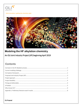 Modeling the HF Alkylation Chemistry Contents