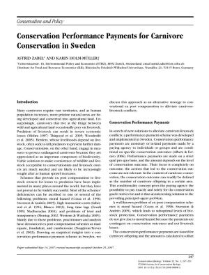 Conservation Performance Payments for Carnivore Conservation in Sweden