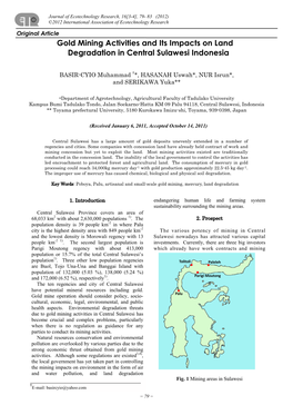 Gold Mining Activities and Its Impacts on Land Degradation in Central Sulawesi Indonesia