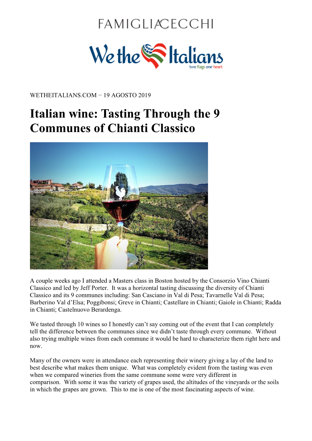 Italian Wine: Tasting Through the 9 Communes of Chianti Classico