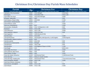 Christmas Eve/Christmas Day Parish Mass Schedules