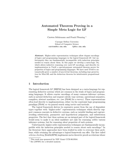 Automated Theorem Proving in a Simple Meta Logic for LF