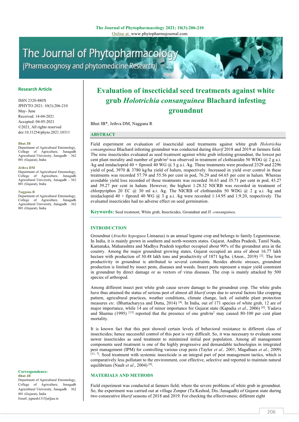 Evaluation of Insecticidal Seed Treatments Against White Grub