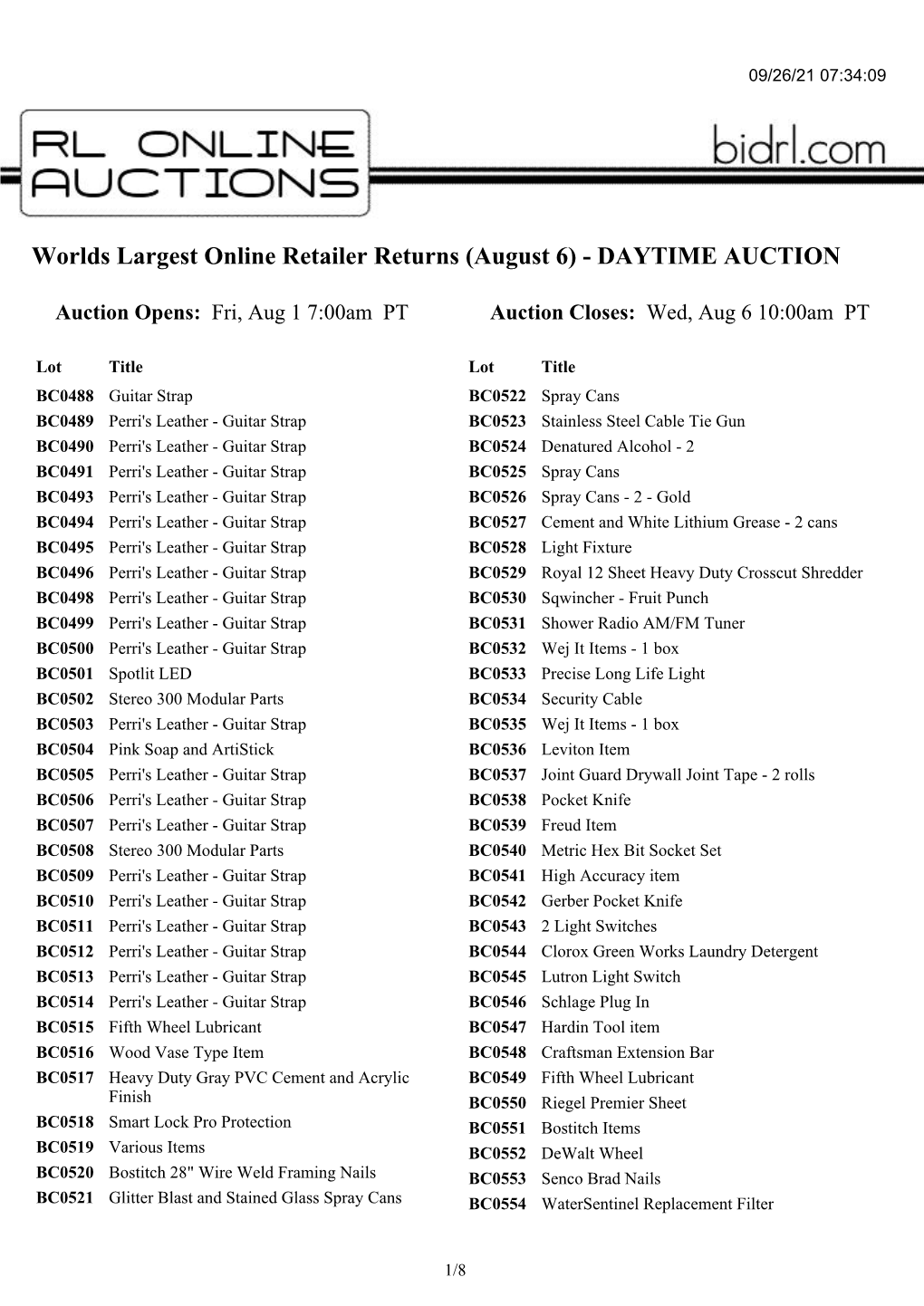 Worlds Largest Online Retailer Returns (August 6) - DAYTIME AUCTION