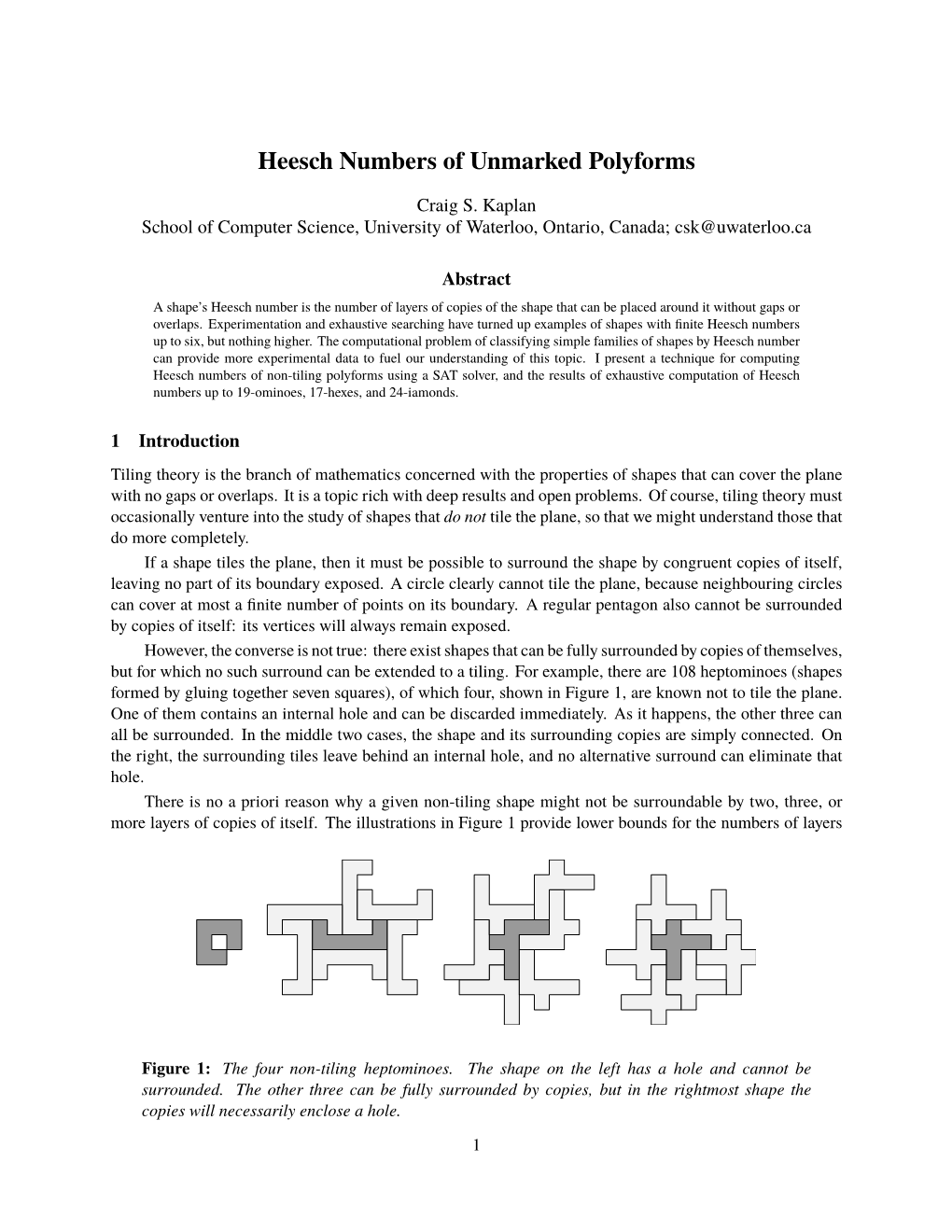 Heesch Numbers of Unmarked Polyforms