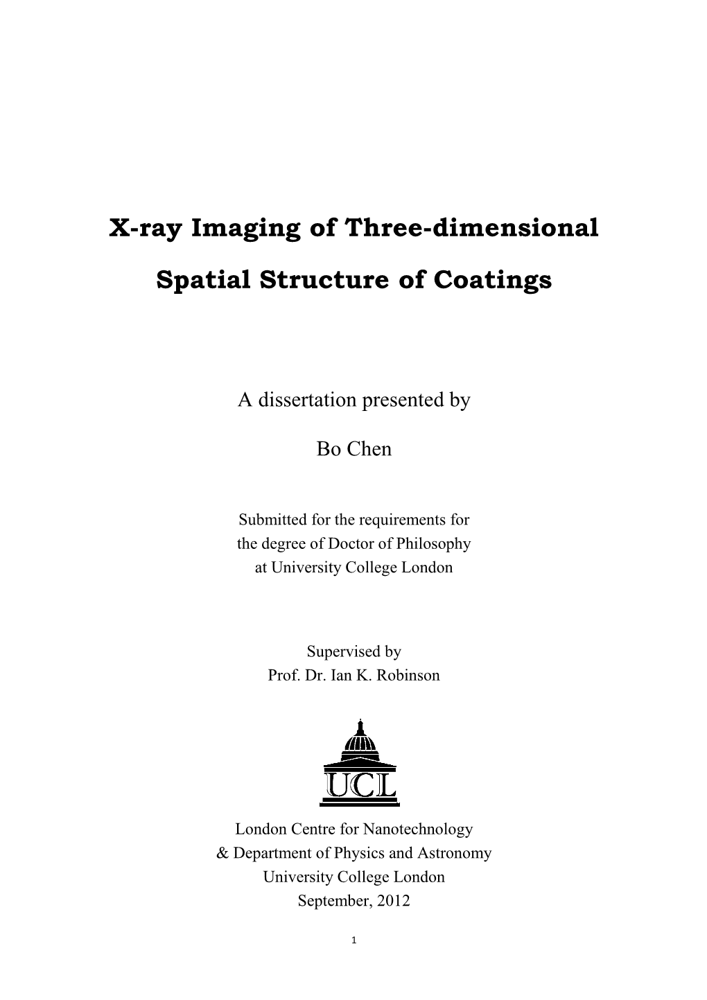 X-Ray Imaging of Three-Dimensional Spatial Structure of Coatings