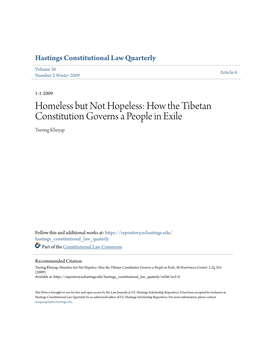 How the Tibetan Constitution Governs a People in Exile Tsering Kheyap