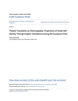 Projections of Greek Self-Identity Through English Translations During The