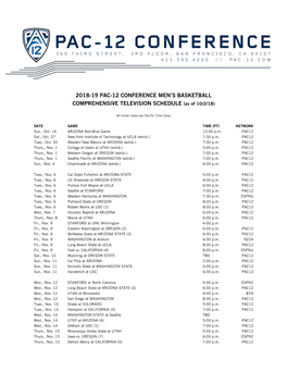 2018-19 Pac-12 Conference Men's Basketball