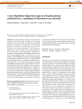 A New Flagellated Dispersion Stage in Paraphysoderma Sedebokerense, a Pathogen of Haematococcus Pluvialis